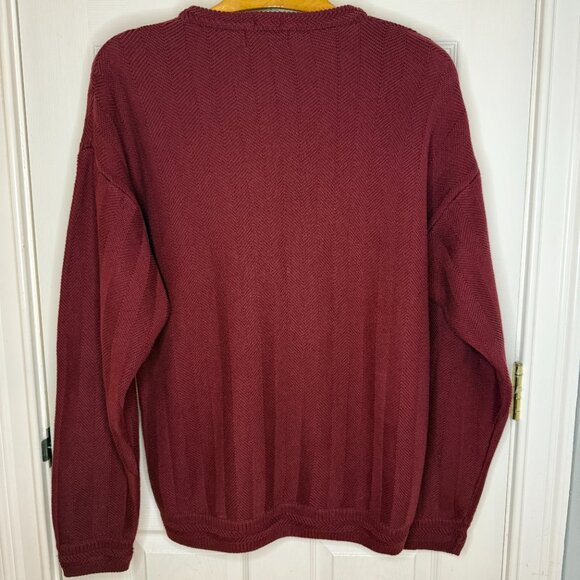 Vintage Chaps Ralph Lauren Hand Framed Herringbone Knit Cotton Sweater Size XL - Picture 5 of 7